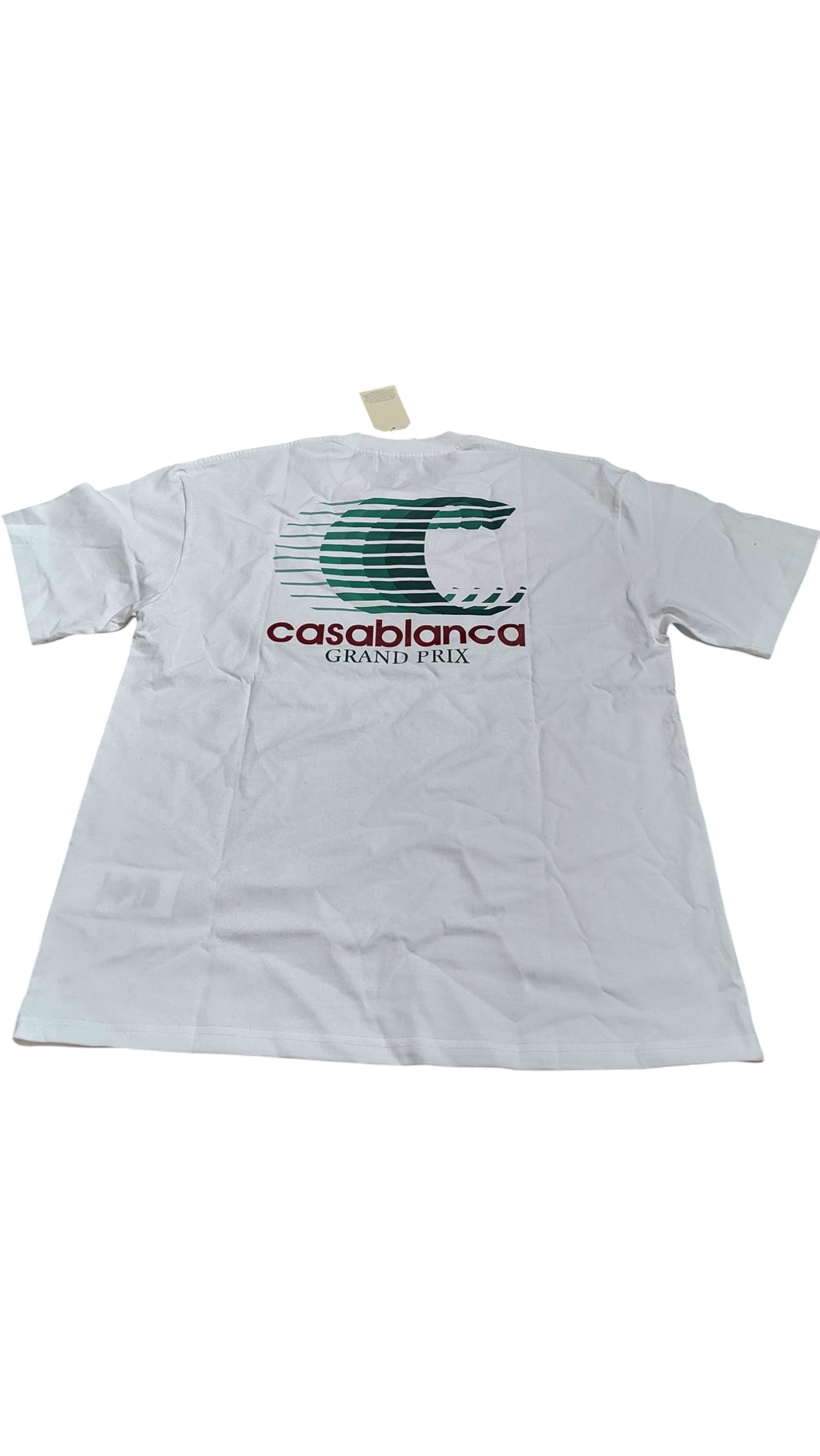 White t-shirt with Casablanca Grand Prix logo on a white background