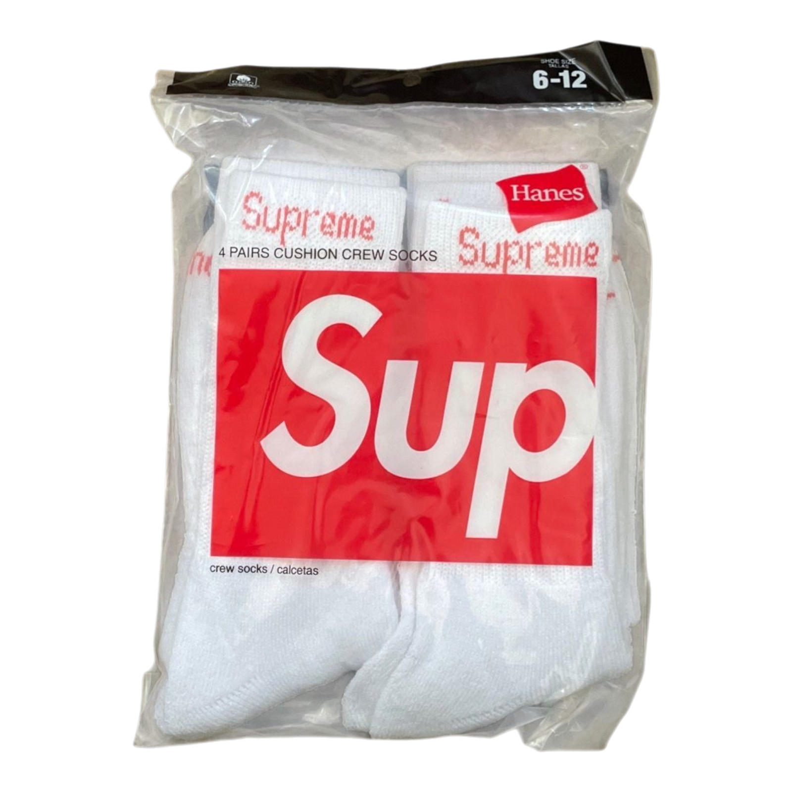 Pack of Hanes socks with Supreme branding on a white background